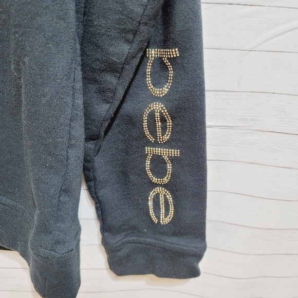 bebe BLACK SWEATSHIRT, W GOLD STUD LOGO, SZ LARGE, SO CUTE! - Picture 3 of 6